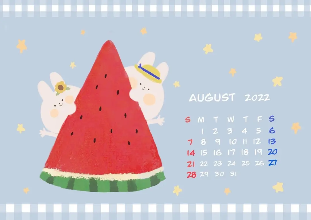 🍉8月カレンダー作成しました🍉
