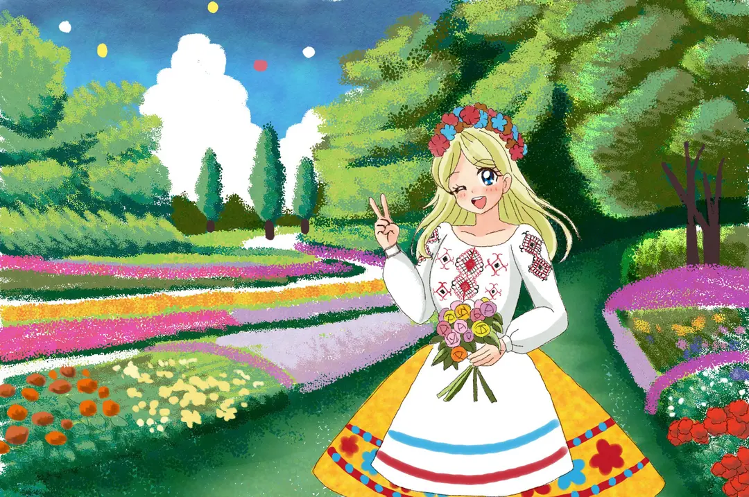 ウクライナ人女性　素材　イラスト