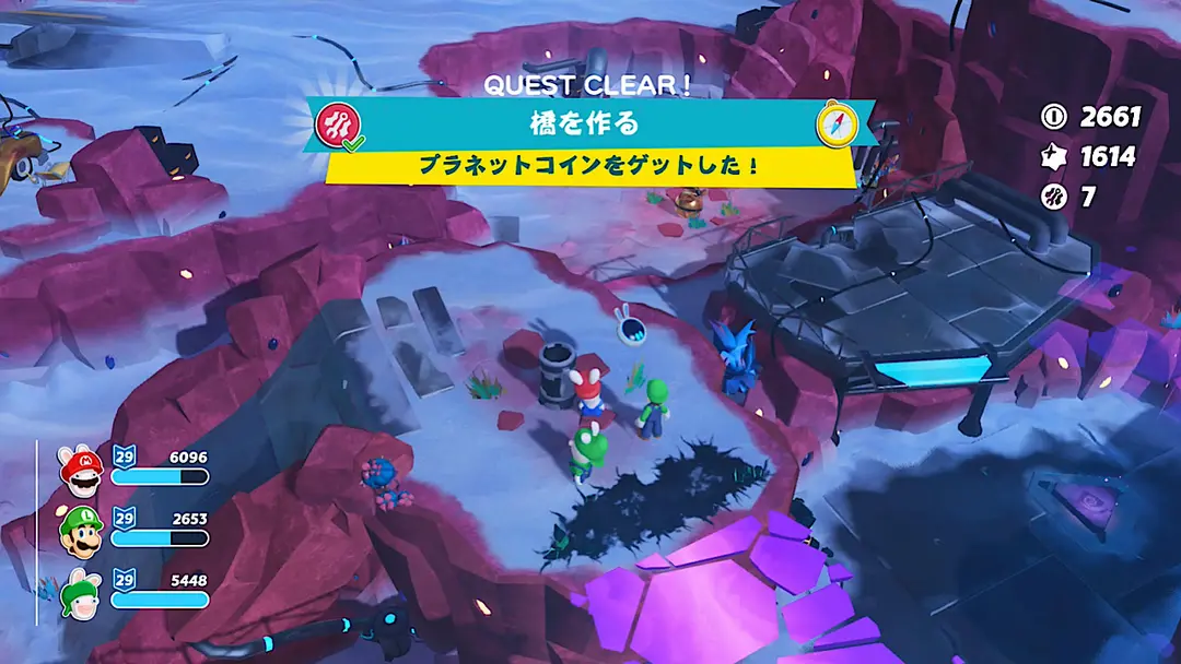 【バレンデ台地】隠れサイドクエスト「発射現場の秘密」「橋を作る」、そして「緑コインチャレンジ」を攻略！【マリオラビッツ ギャラクシーバトル日記】