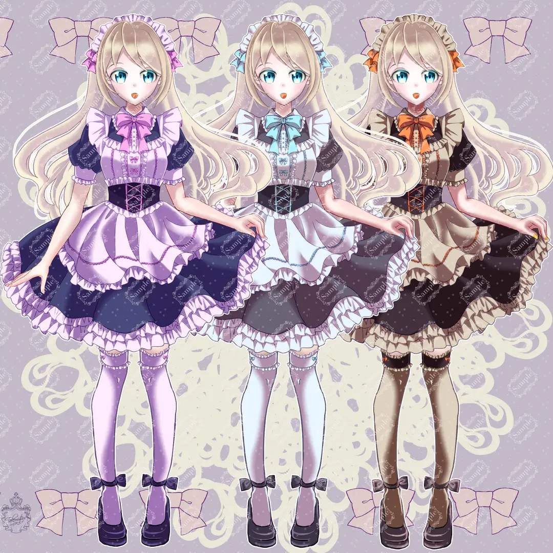 【告知宣伝】ショート丈リボンメイドさん衣装のカラバリが発売中！【Vライバーさん向け】