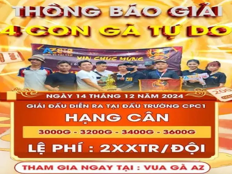 Thông Báo Giải Gà 4 Con Tự Do Tại CPC1 Ngày 14/12/2024 