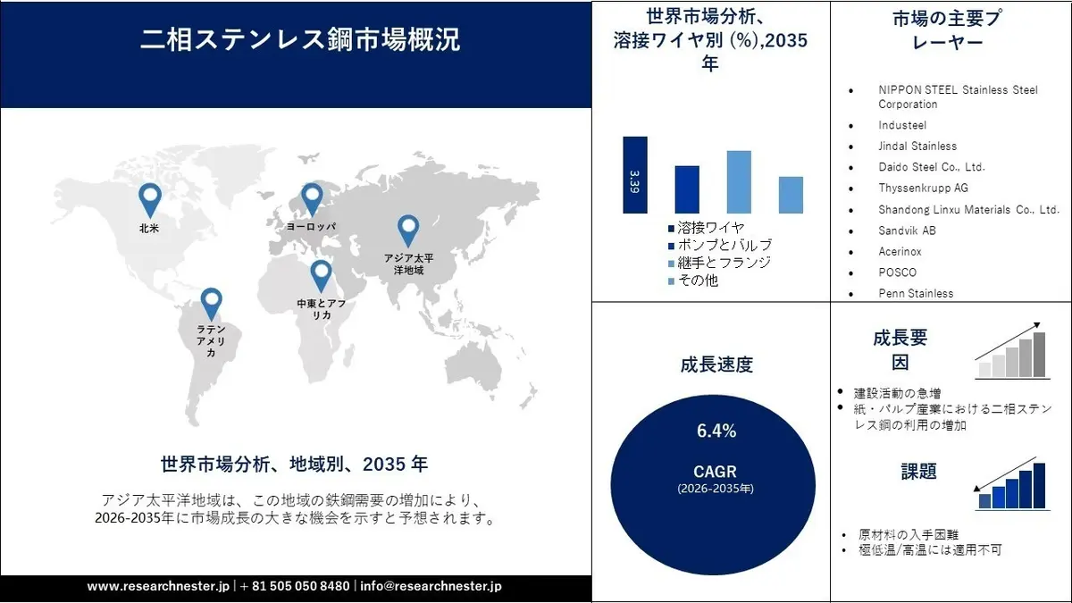 二相ステンレス鋼市場調査：2026-2035年の成長予測と最新トレンド