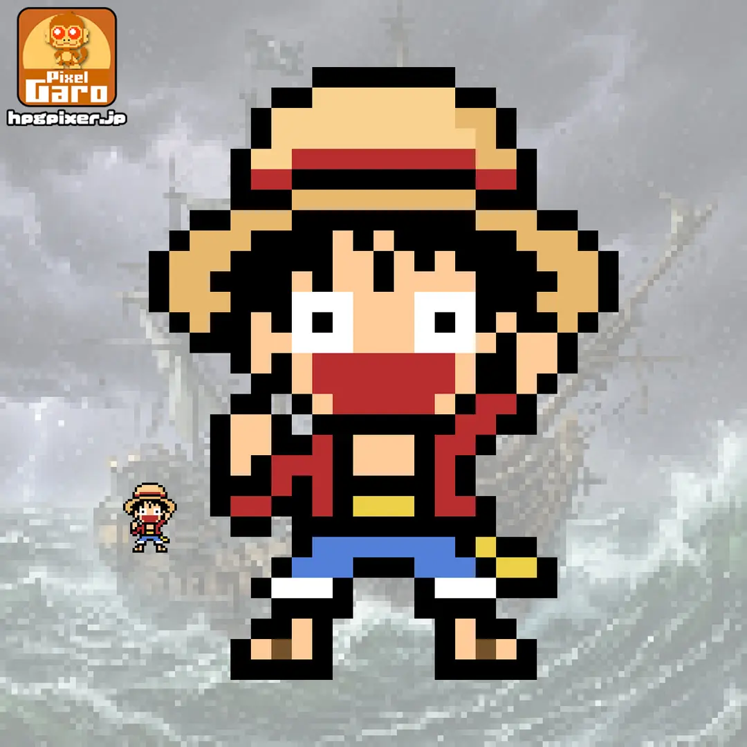 【ドット絵 ブロック建築】ピクセルガロー最新のツールで2.5等身のルフィを作ってみた【ワンピース】