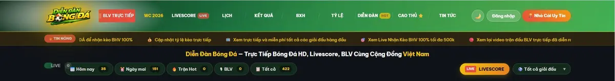 Trực Tiếp Bóng Đá: Trung Tâm Dữ Liệu Livescore Và Thống Kê Thể Thao Toàn Diện