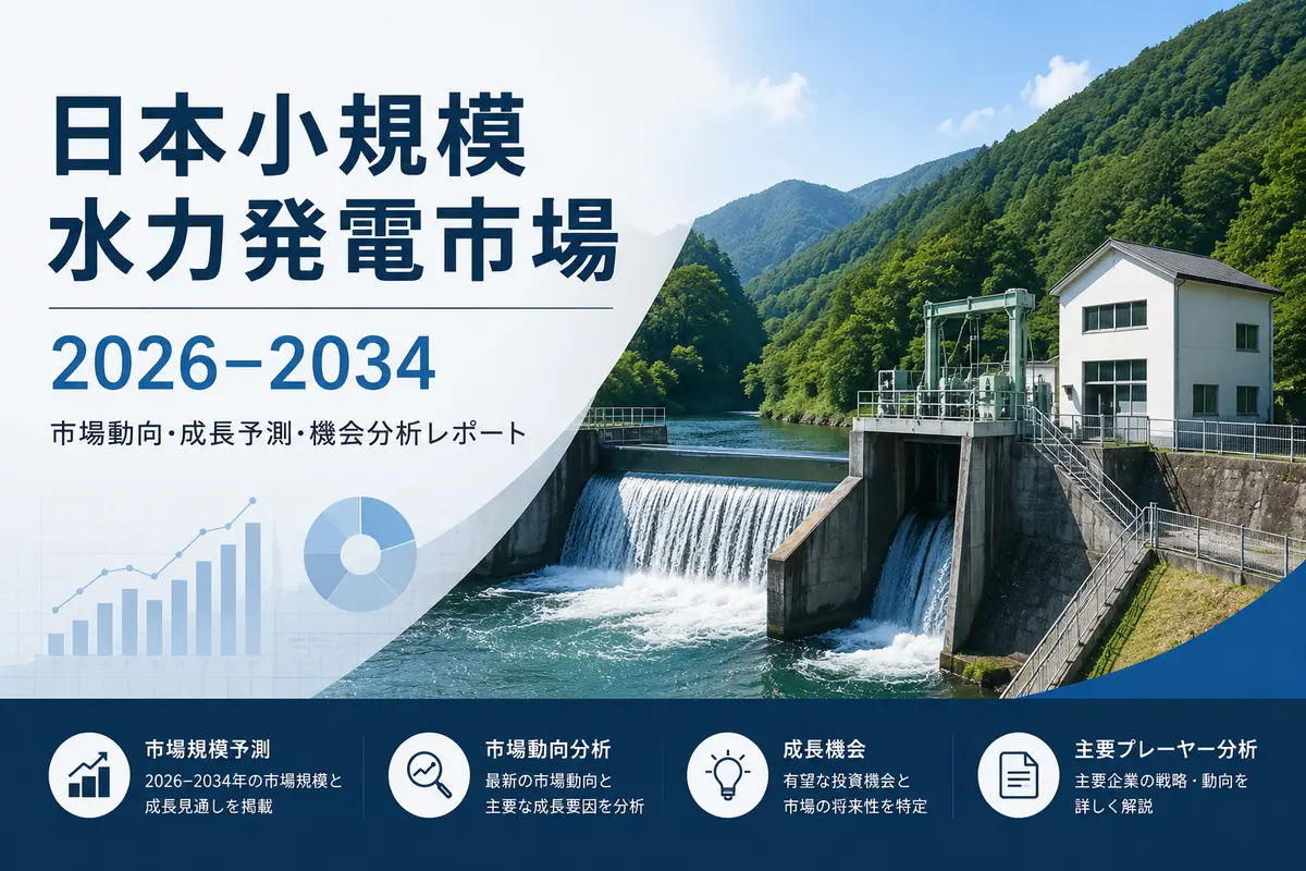 日本の小規模水力発電市場規模、需要、成長率、市場シェア予測（2026年～2034年）