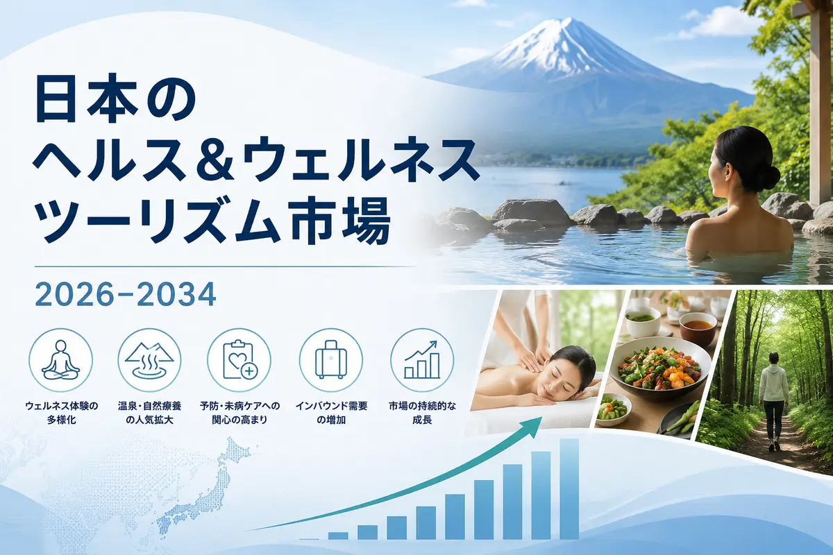 日本の健康・ウェルネス観光市場規模、需要、成長率、市場シェア予測（2026年～2034年）