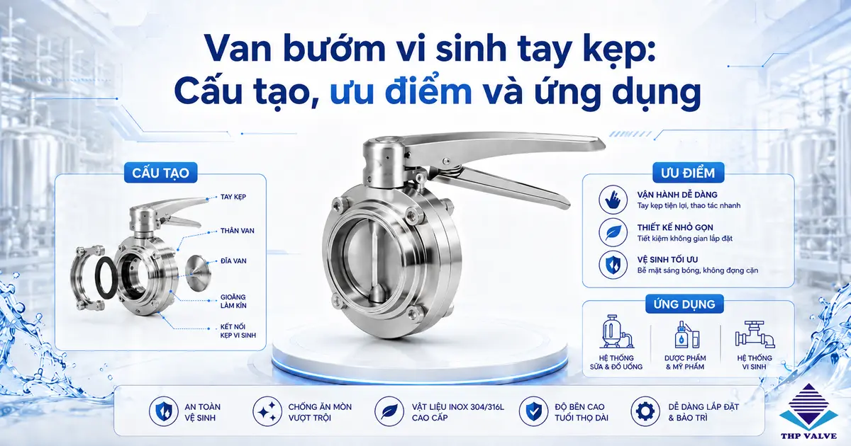 Van bướm vi sinh tay kẹp: Cấu tạo, ưu điểm và ứng dụng