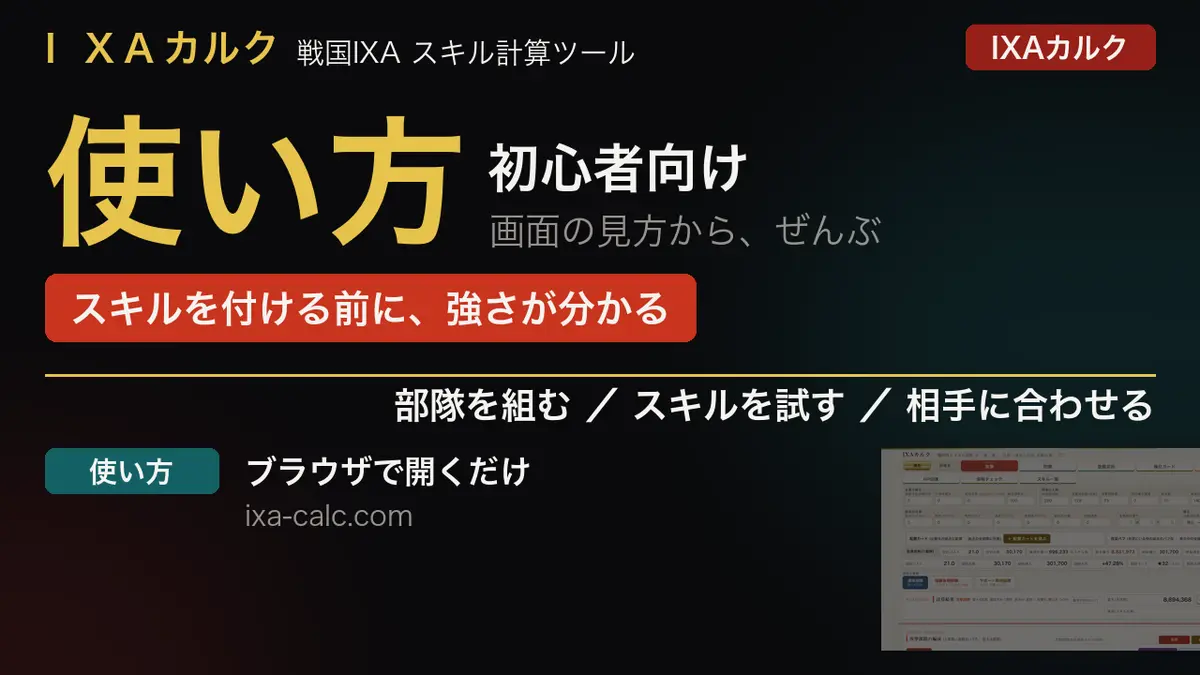 IXAカルクの使い方 ─ 画面の見方から、スキルを付ける前に強さを測るまで（初心者向け）