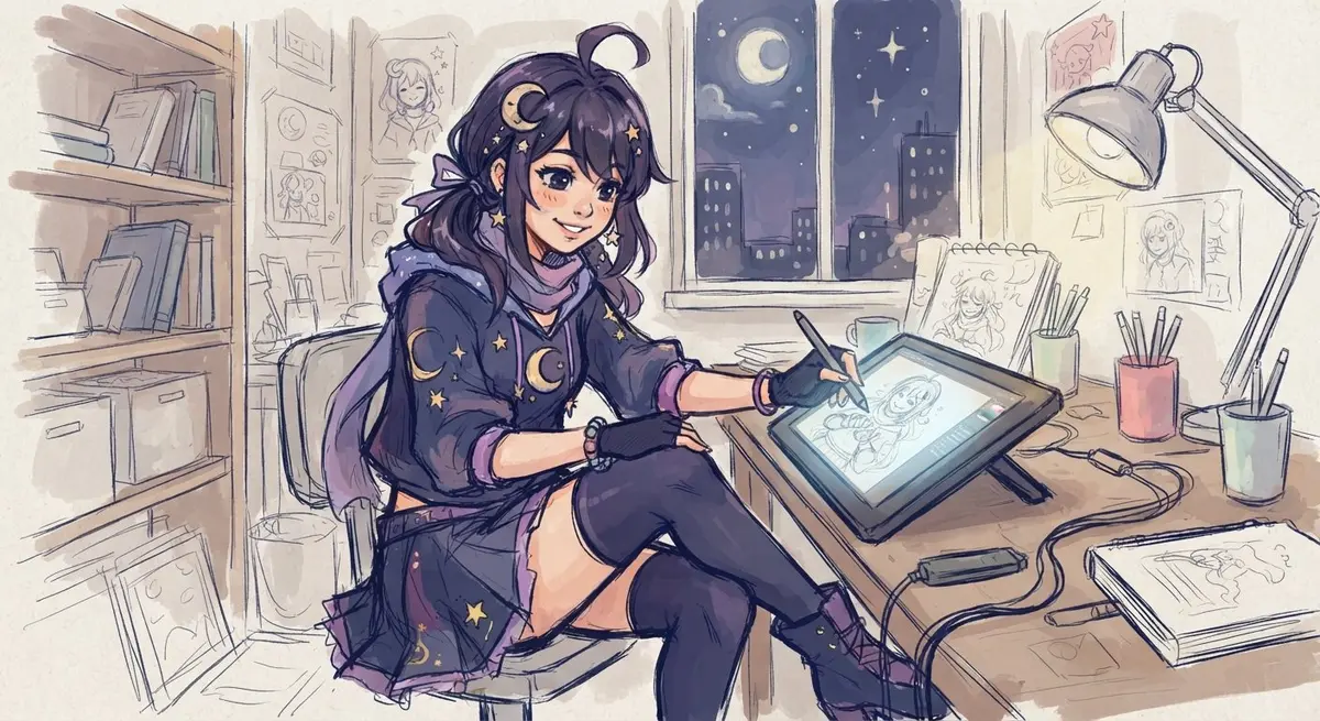 【月夜野の制作日記】光と影を纏うキャラクターたちへ——最近のイラスト制作と、創作への想い