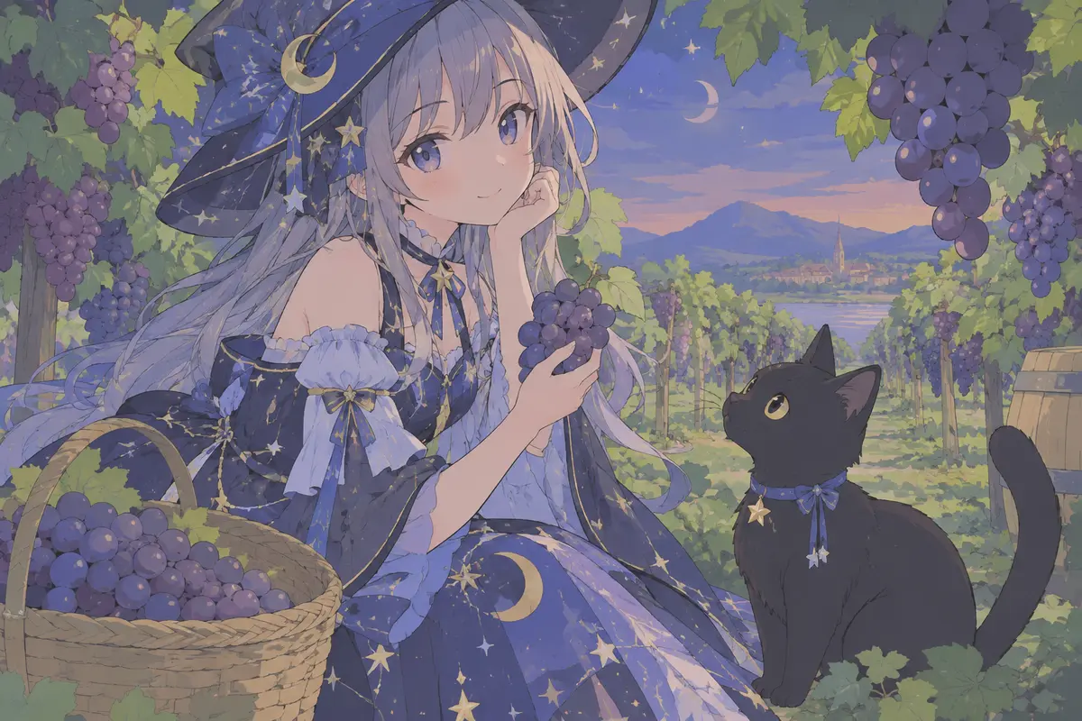 星降るぶどう畑の魔女と黒猫