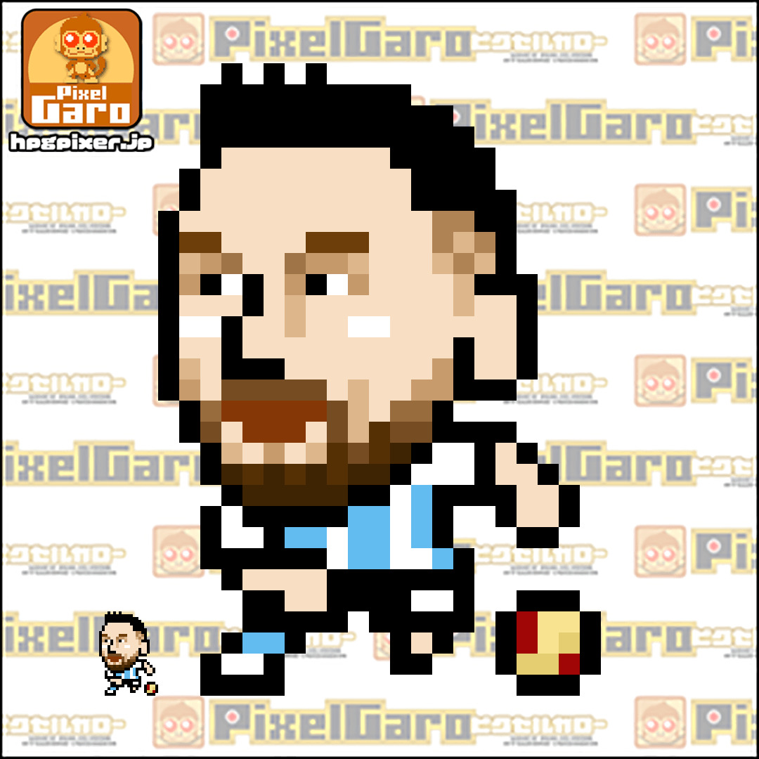 【ドット絵】リオネル・メッシ | ピクセルガロー | OFUSE (オフセ)