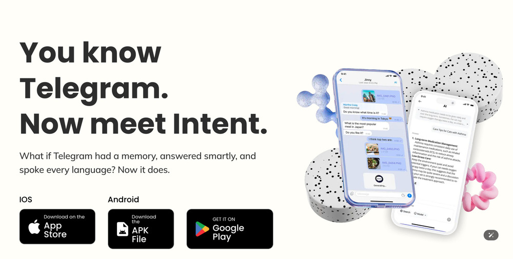 IntentChat - AI‑拡張電報クライアント|知力Context-Awareチャットに賢い