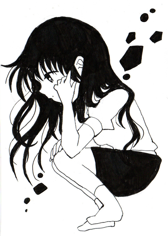習作少女絵です「守りたい」