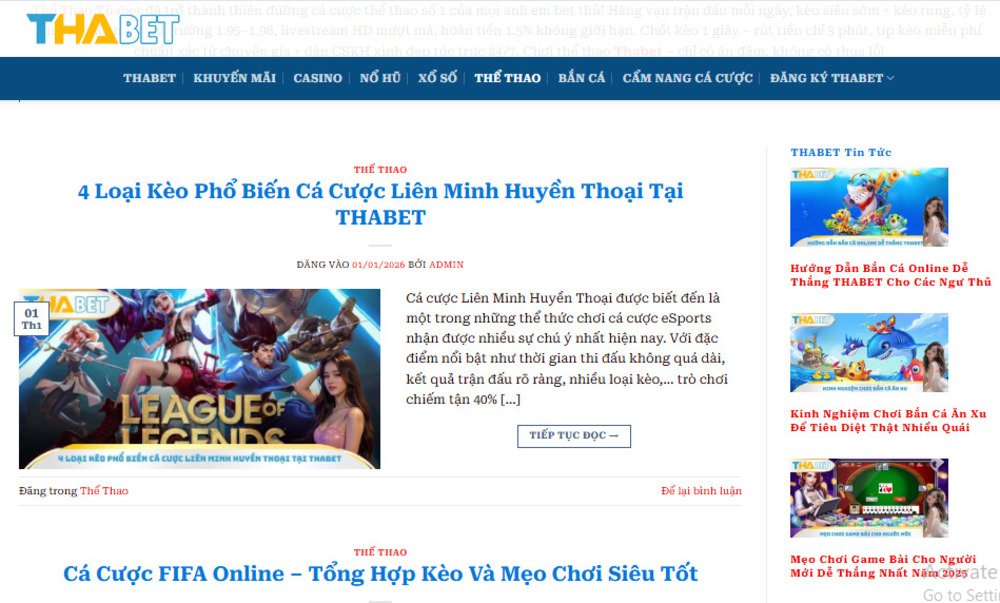 Thể Thao Thabet và sự phát triển của thể thao