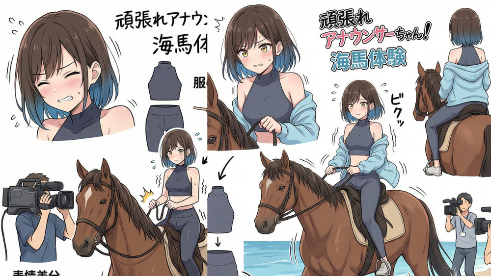 【オリジナル】女子アナさん お馬さんに乗る