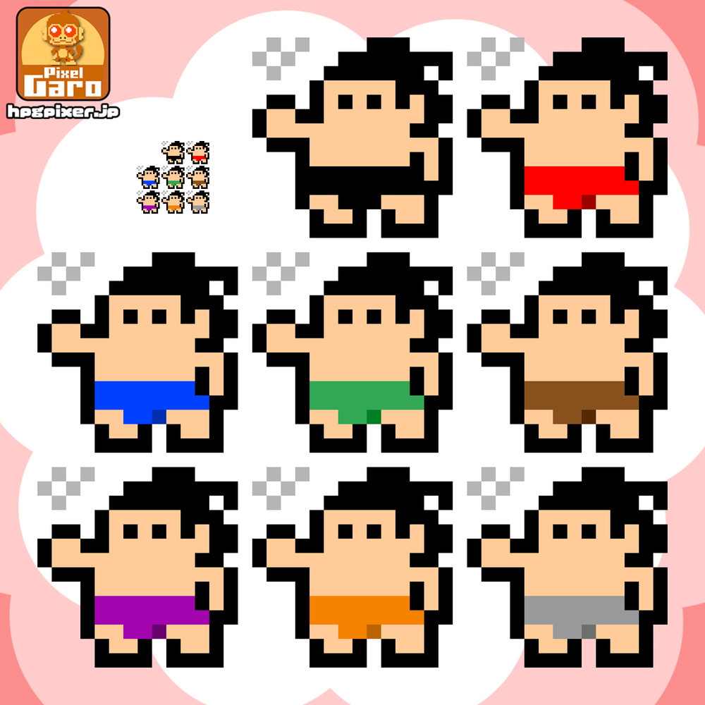 【ドット絵 無料配布】清めの塩を撒く力士