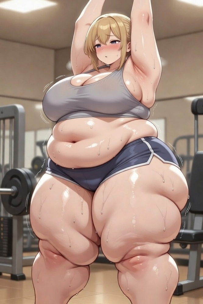 ジムで運動するおデブちゃん達