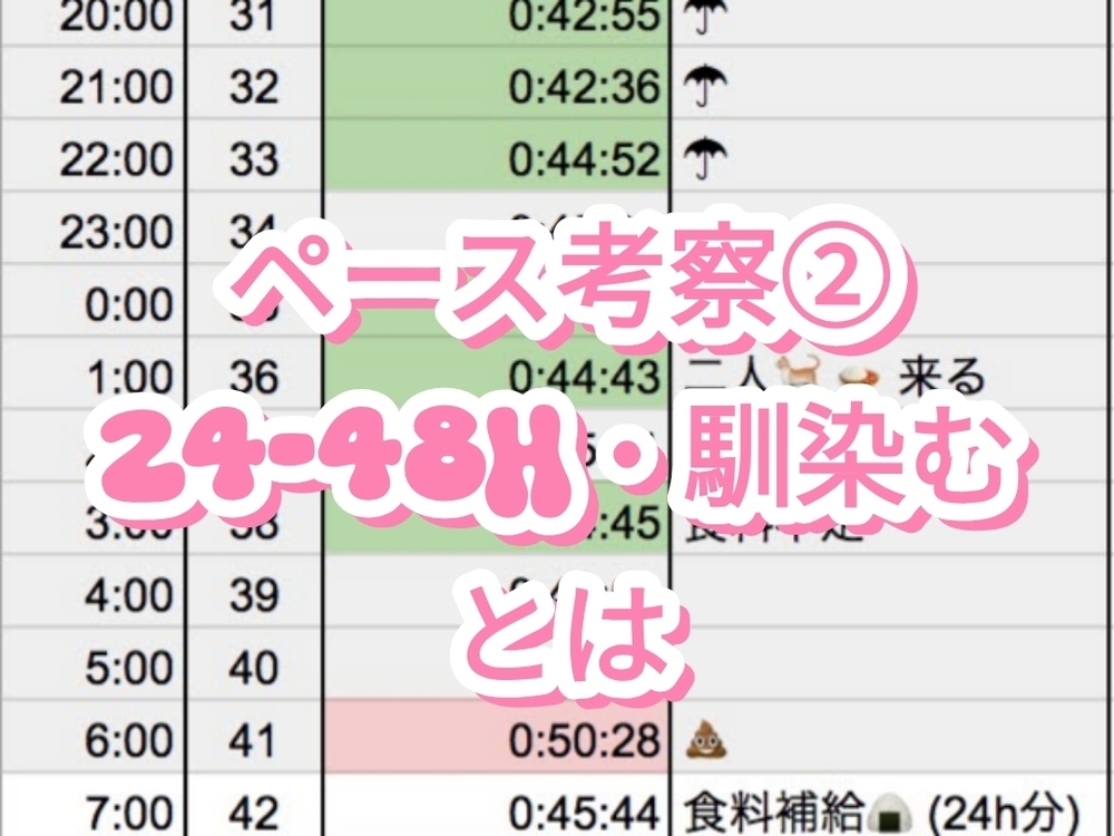 バックヤードのペース考察②24-48H、馴染むとは