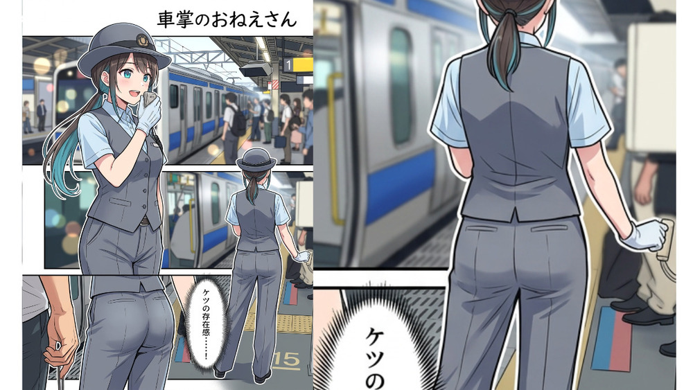 【オリジナル】デカケツ車掌さん