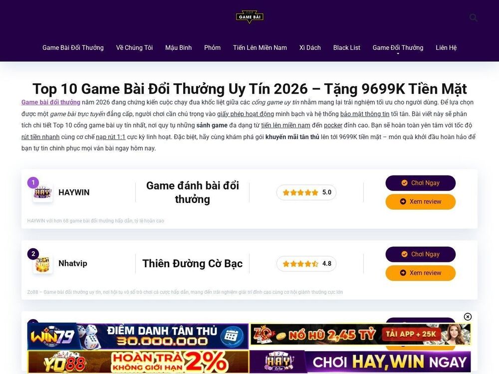 Top Game Bài Đổi Thưởng Uy Tín 2026 - Tải App Nhận Tiền Thật