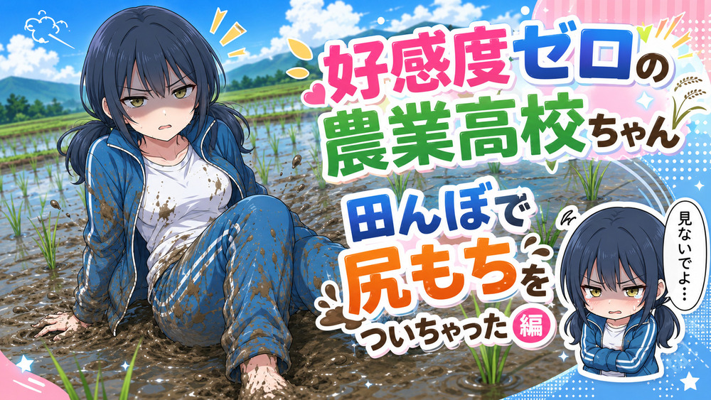 【農業高校ちゃん】好感度ゼロの農業高校ちゃん 田んぼで尻もち編 全30枚【限定公開】