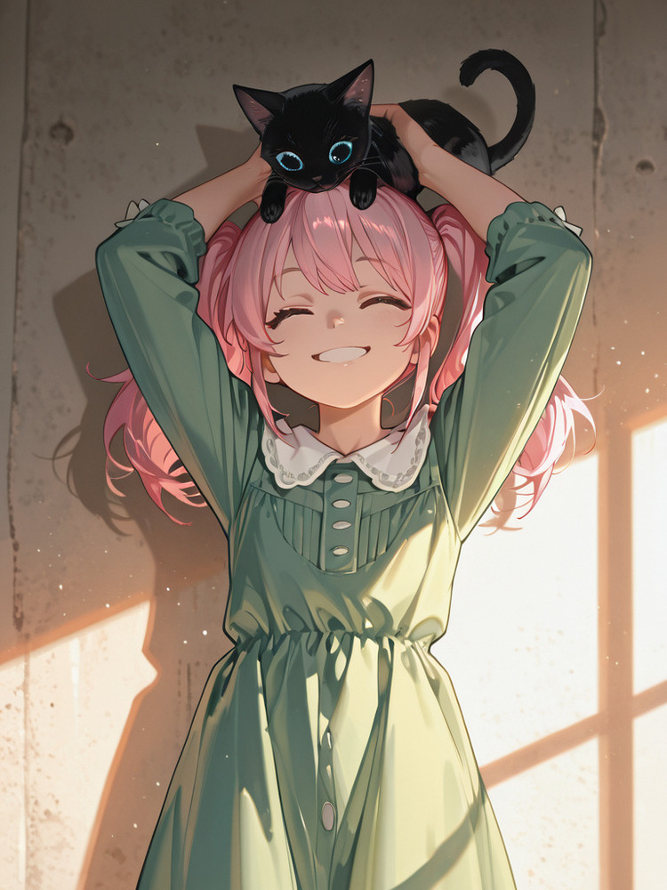 少女と黒猫 AIイラスト 画像5枚