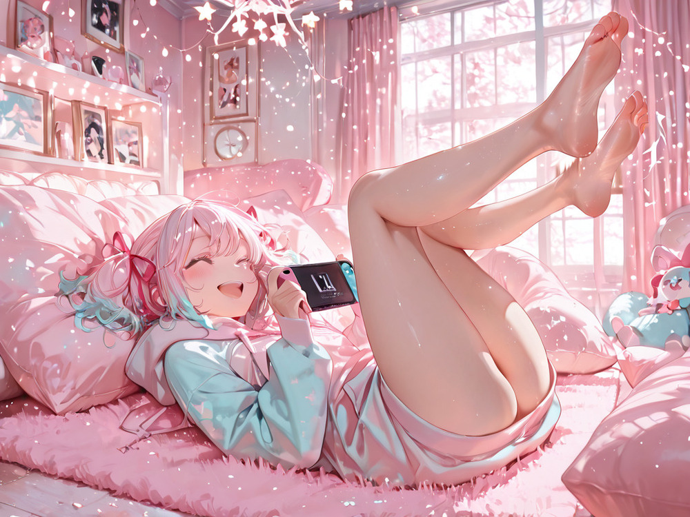 ゲーム中だよ🎮 AIイラスト 画像5枚