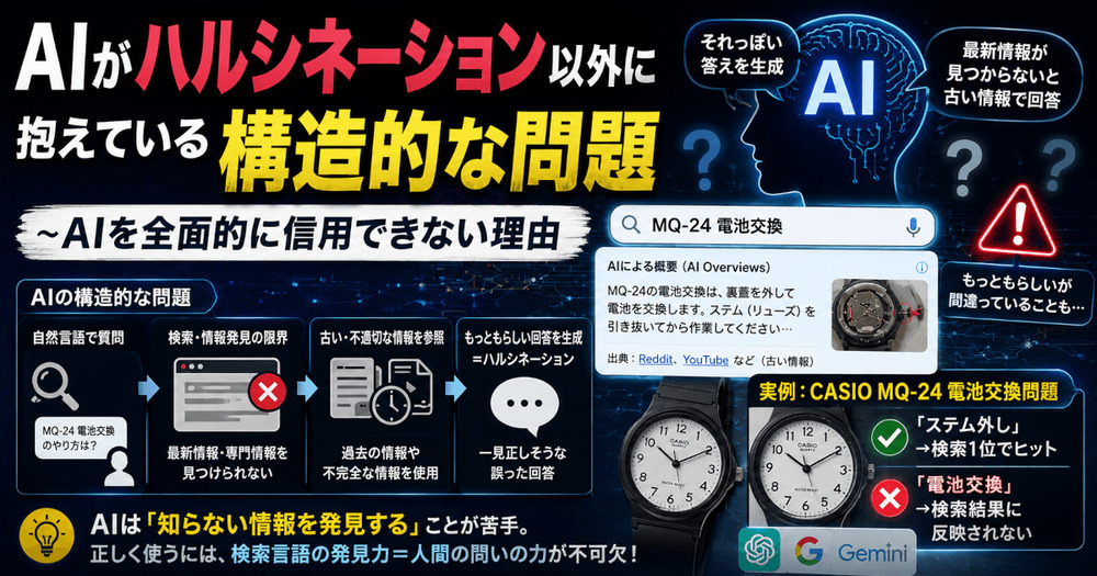 AIがハルシネーション以外に抱えている構造的な問題～AIを全面的に信用できない理由